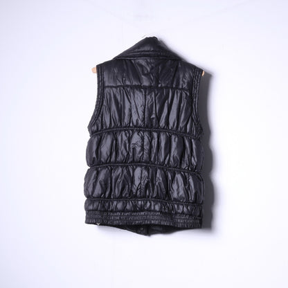 Orsay Womens 40 M/L Bodywarmer Full Zipper Padded Black Shiny nylon Vest