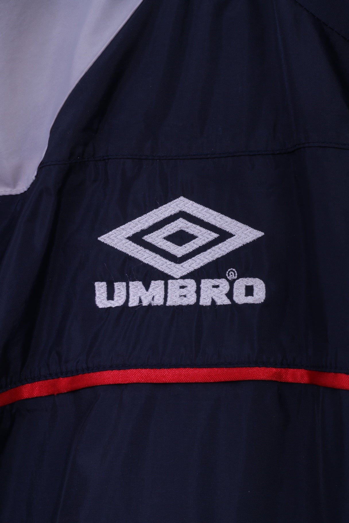 Umbro Giacca da uomo M in nylon blu scuro impermeabile con cappuccio nascosto Abbigliamento sportivo Top attivo