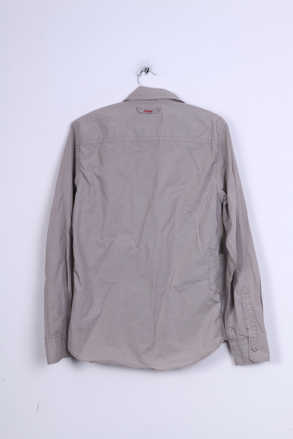 GUESS Camicia casual da uomo S in cotone grigio a maniche lunghe con colletto standard