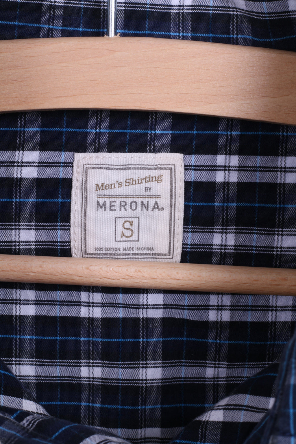 Merona Mens S Casual Shirt Check Navy Cotton Top - RetrospectClothes