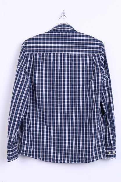 Merona Mens S Casual Shirt Check Navy Cotton Top - RetrospectClothes