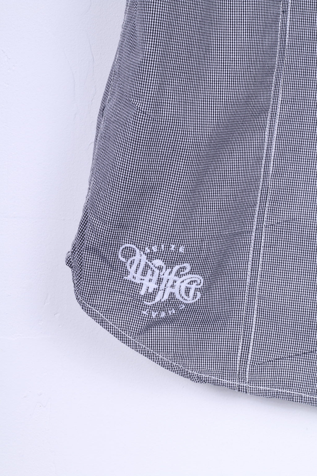 American Rag CIF Camicia casual da uomo L in cotone nero con bottoni automatici a quadretti Manica corta