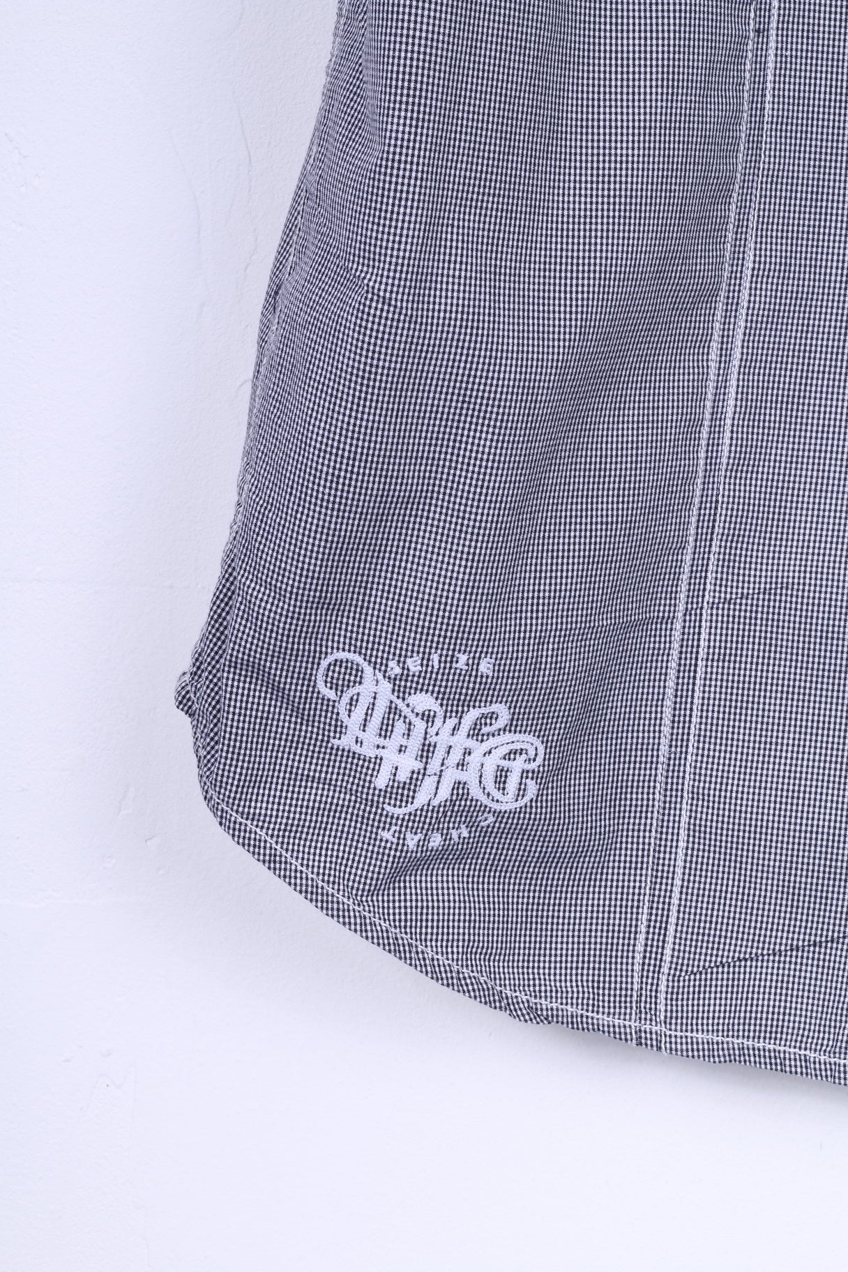 American Rag CIF Camicia casual da uomo L in cotone nero con bottoni automatici a quadretti Manica corta