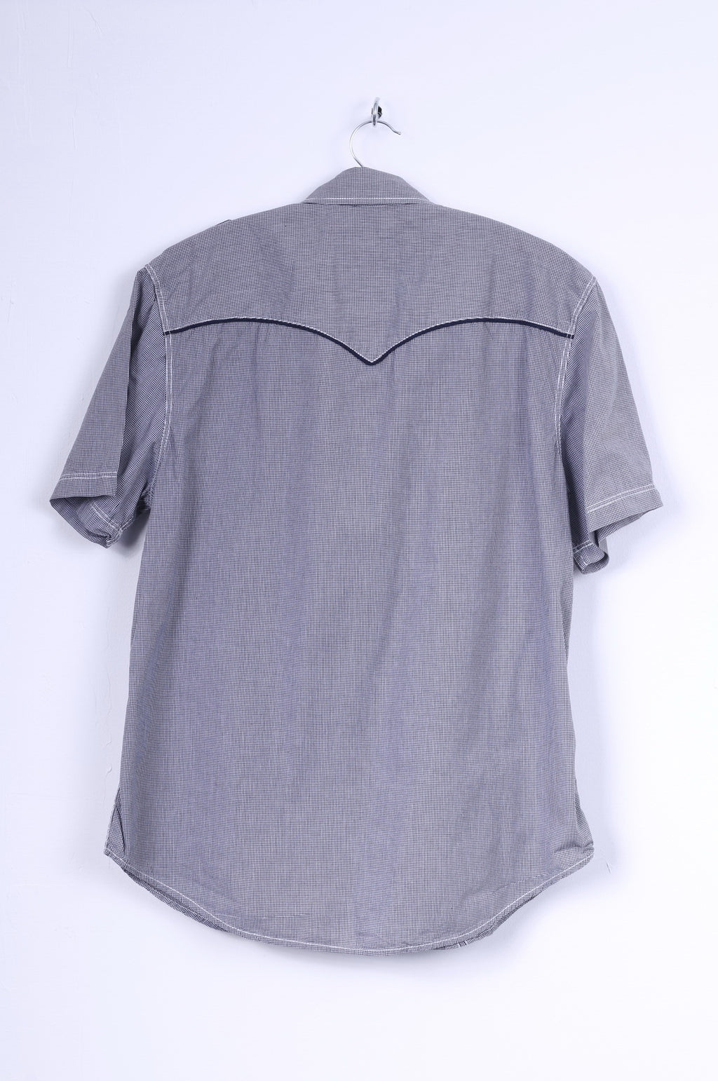 American Rag CIF Camicia casual da uomo L in cotone nero con bottoni automatici a quadretti Manica corta