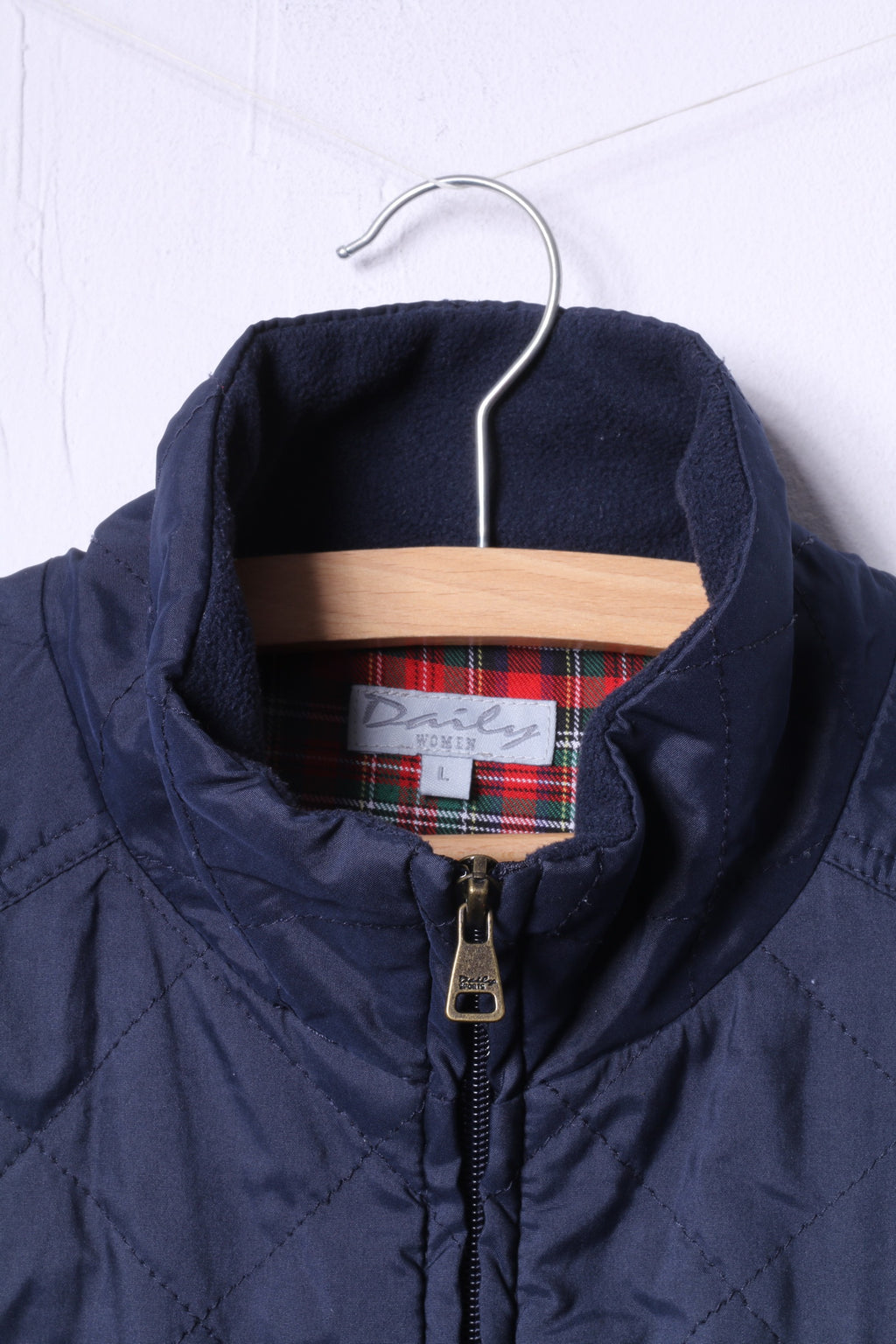 Daily WOMEN Womens L Jacket Navy Quilted Full Zipper Lightweight Top