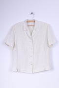 No name Womens 18 44 L Jacket Cream Linen Short Sleeve Blazer