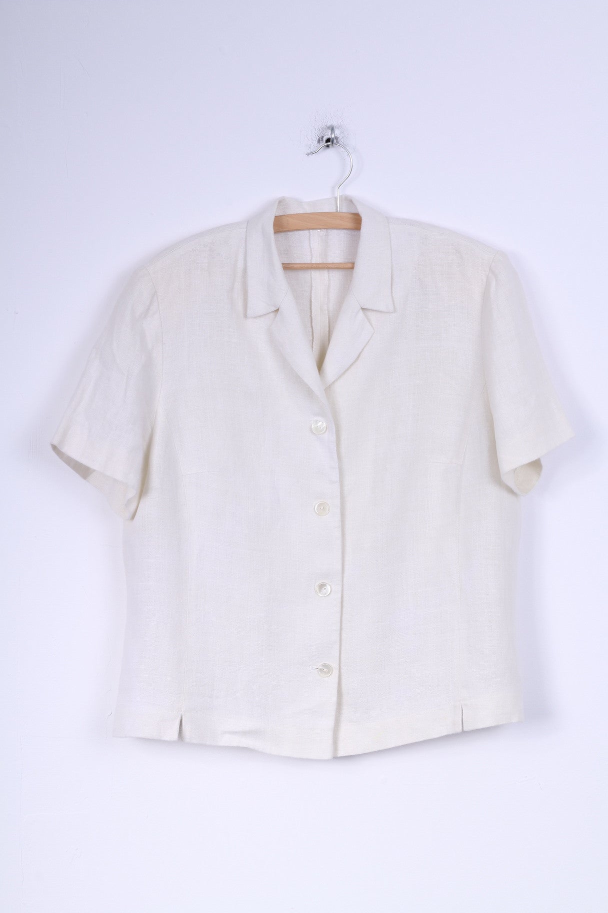 No name Womens 18 44 L Jacket Cream Linen Short Sleeve Blazer