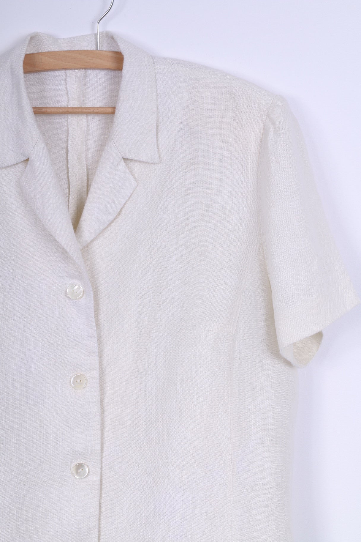 No name Womens 18 44 L Jacket Cream Linen Short Sleeve Blazer