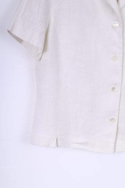 No name Womens 18 44 L Jacket Cream Linen Short Sleeve Blazer