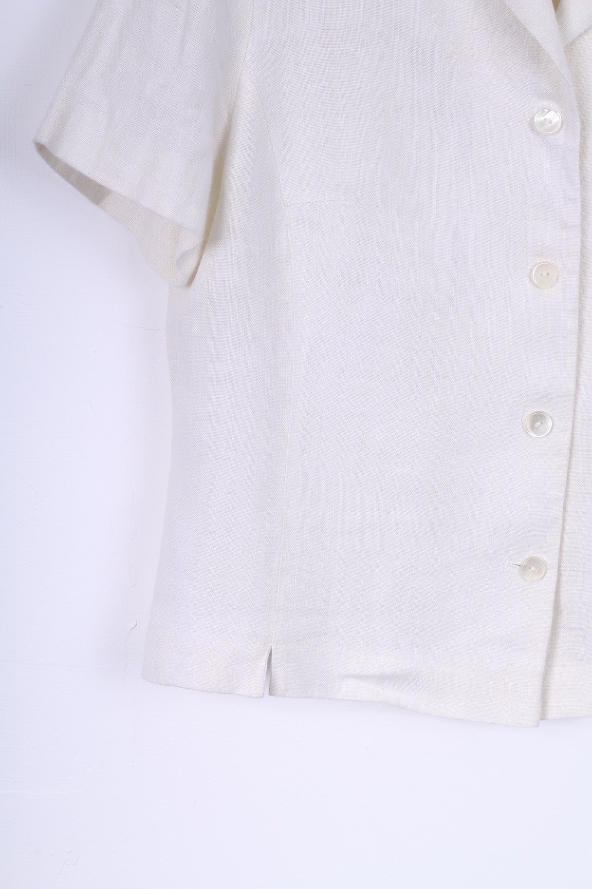 No name Womens 18 44 L Jacket Cream Linen Short Sleeve Blazer