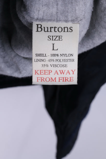 Giacca Burtons da uomo L in nylon impermeabile sportiva con cerniera completa leggera