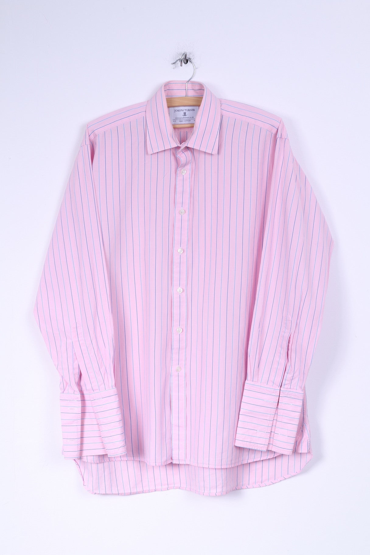 Joseph Turner Chemise décontractée pour homme 34 16,5 XL en coton rayé rose à manches longues