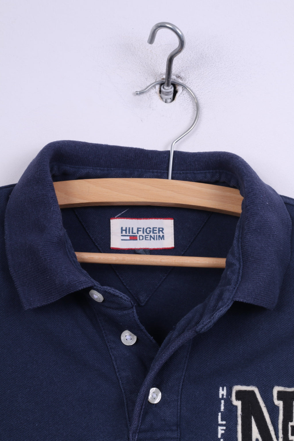 Polo Hilfiger Denim da uomo S in cotone blu scuro con bottoni dettagliati n. 8 