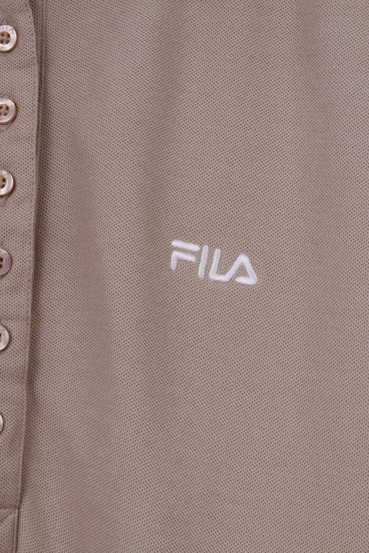 FILA Womens 16 XL Polo Shirt Beige Cotton Stretch Detailed Buttons Sport Top