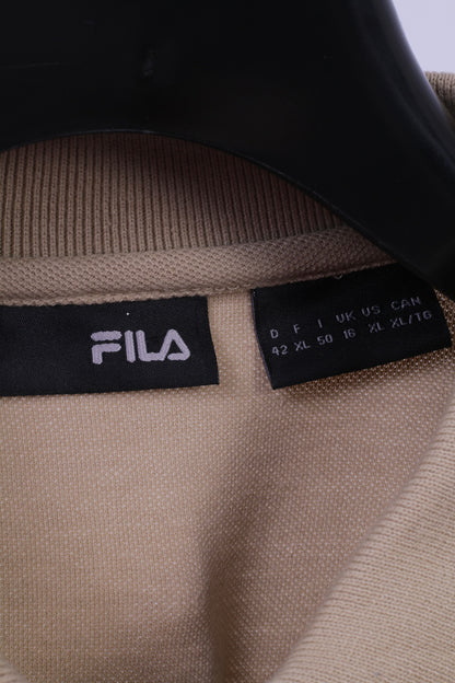 Polo FILA da donna 16 XL Top sportivo con bottoni dettagliati in cotone beige elasticizzato