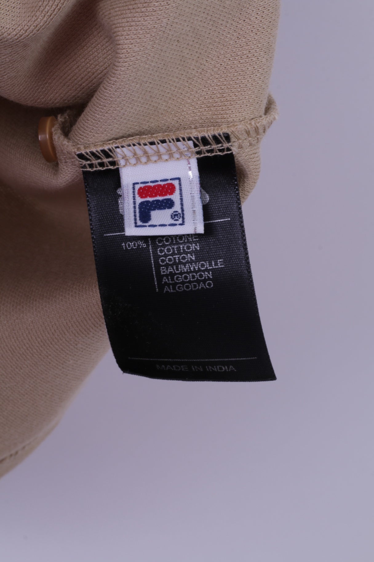 FILA Womens 16 XL Polo Shirt Beige Cotton Stretch Detailed Buttons Sport Top