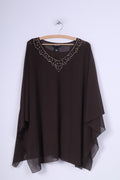 Maggie Barnes Tunique 3XL marron à manches chauve-souris pour femme