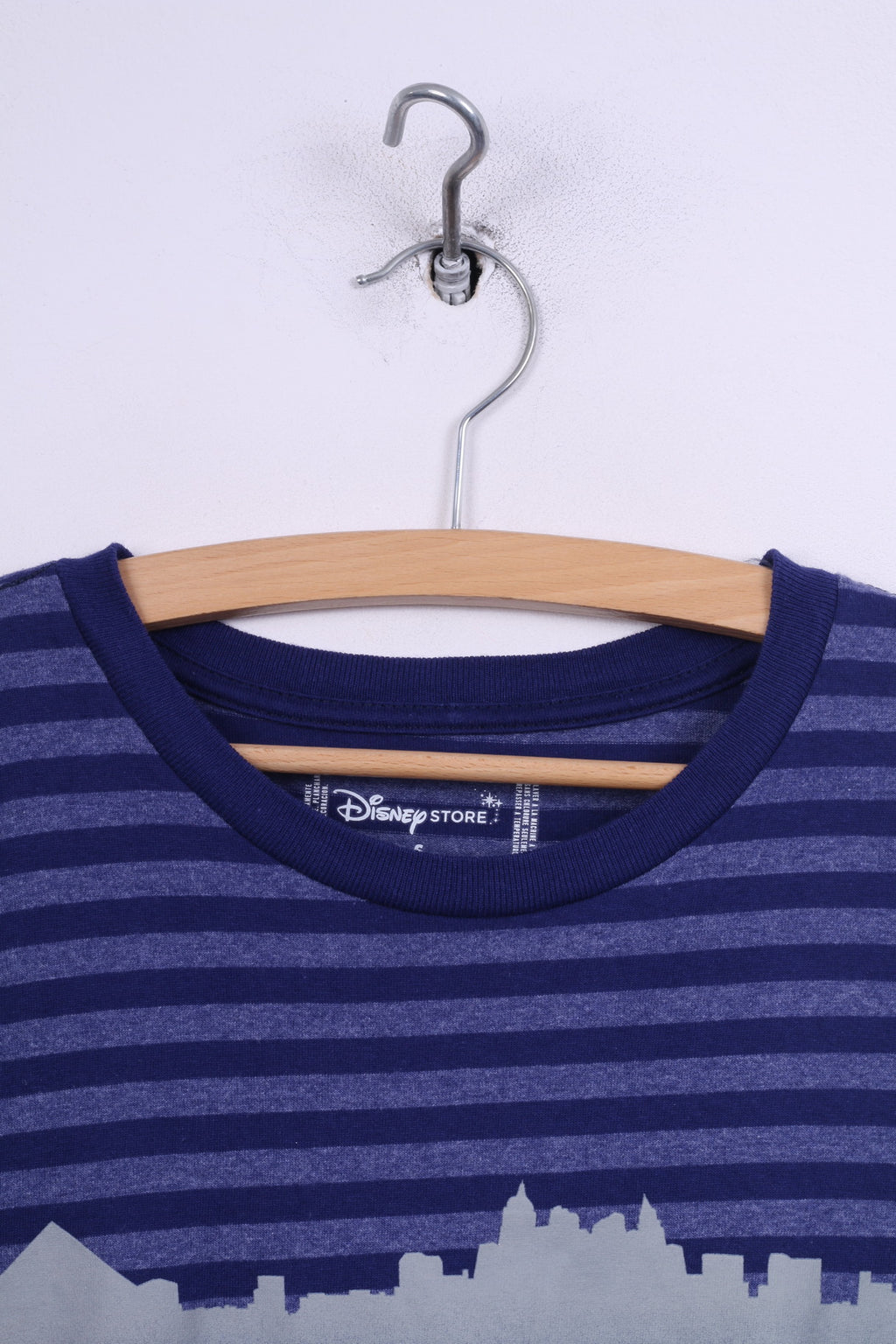 Disney Store Mens S T-Shirt Graphic Striped Navy Las Vegas Cotton Top