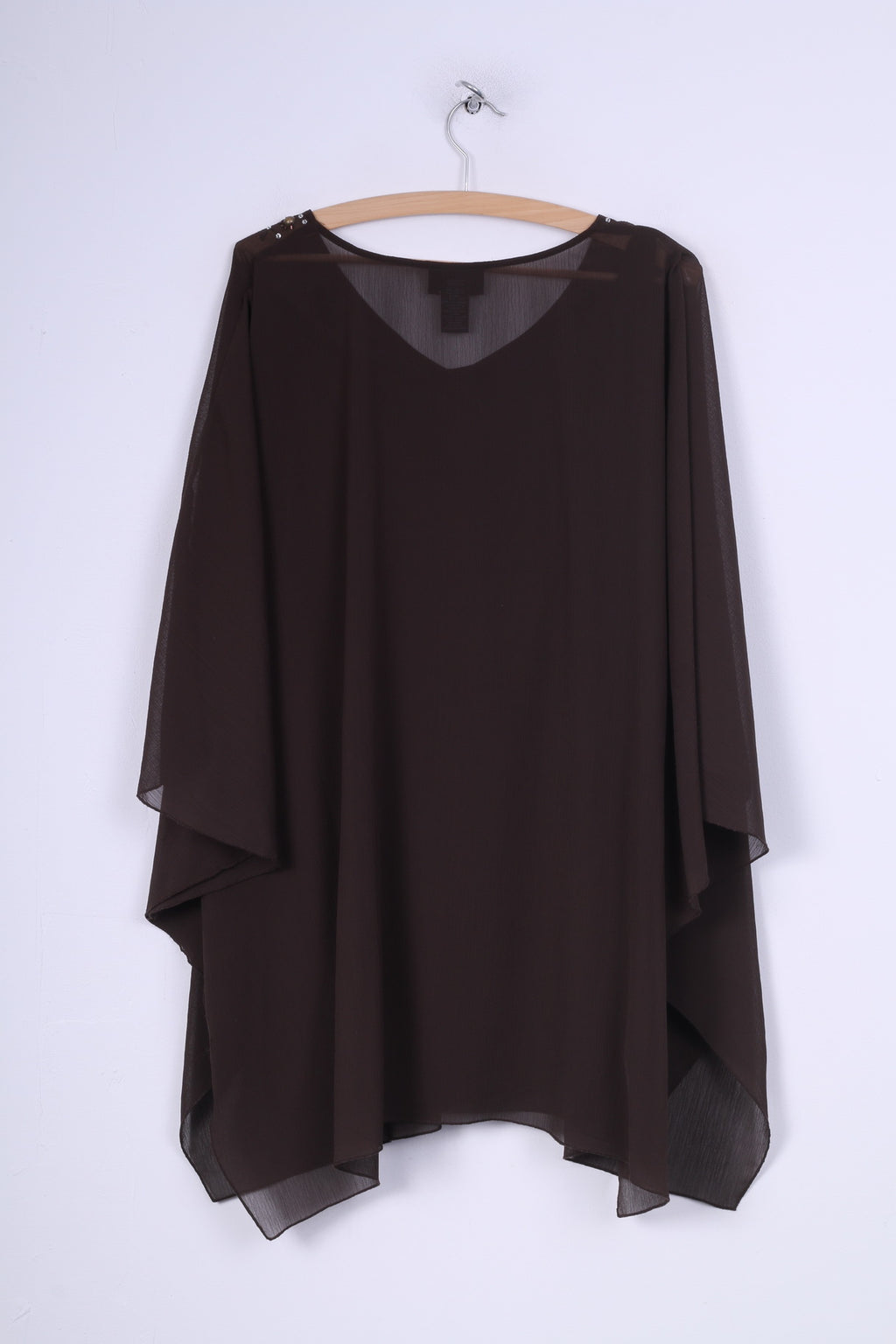 Maggie Barnes Womens 3XL Tunic Brown Batwing Sleeve Top Blouse Summer