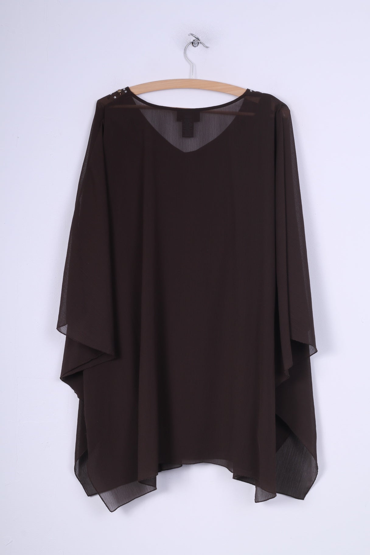 Maggie Barnes Womens 3XL Tunic Brown Batwing Sleeve Top Blouse Summer
