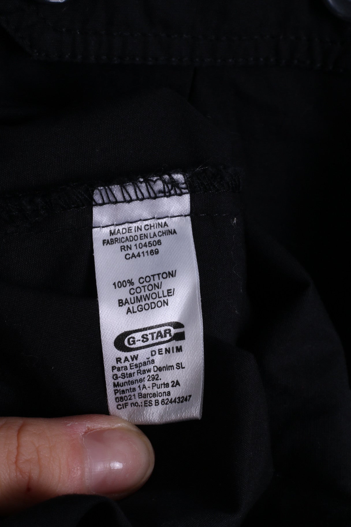 G-STAR RAW Mens L (M) Casual Shirt Cotton Black Big Buttons Two Pockets