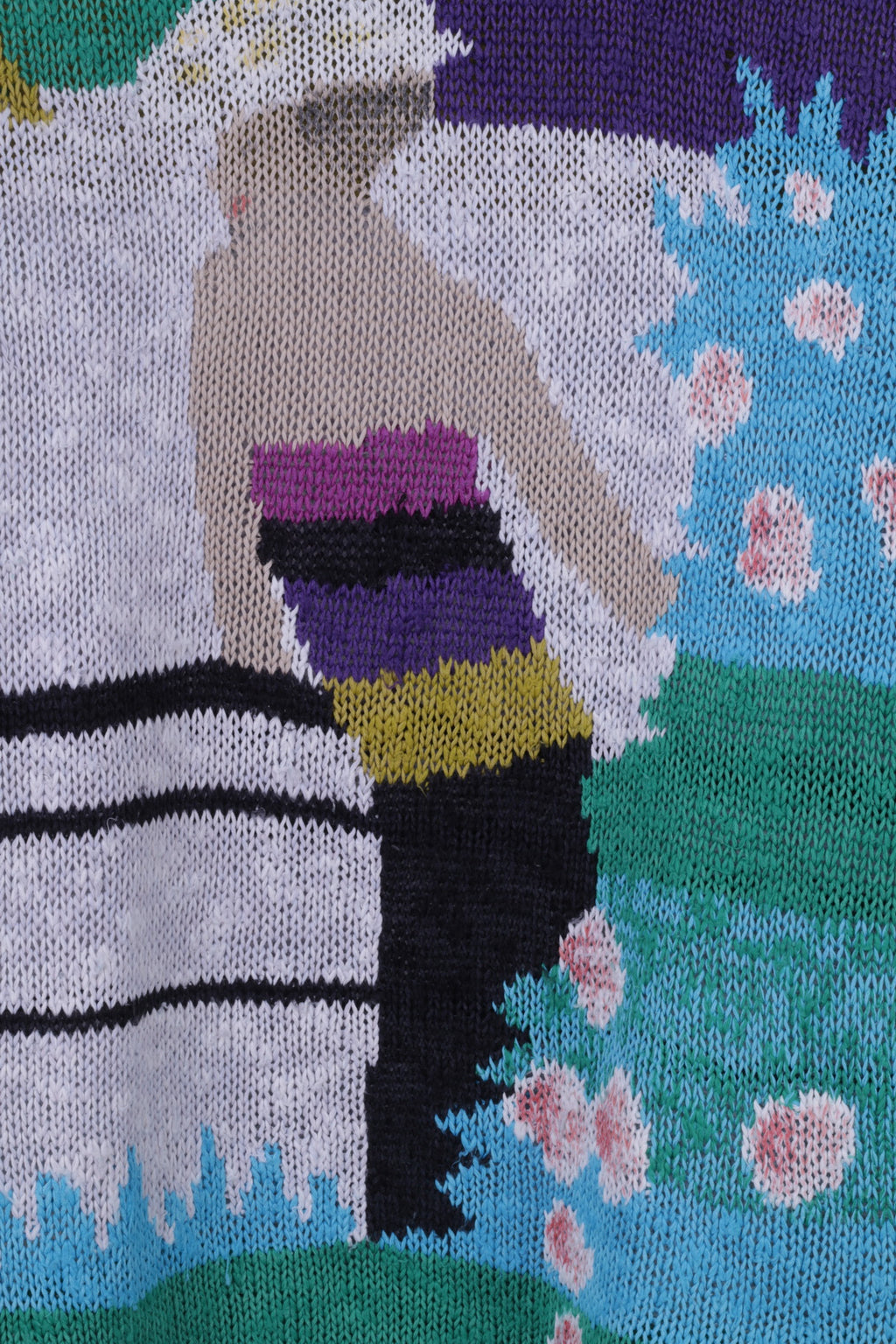 Vintage Womens 40/42 Jumper Beige Art Print Women Cotton Blend Sweater