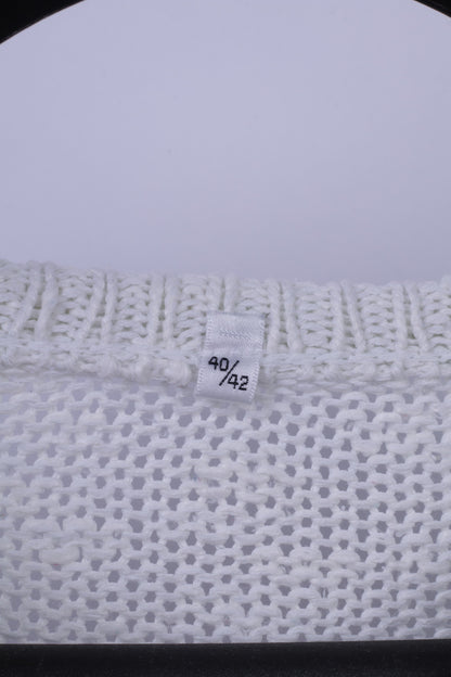 Maglione vintage da donna 40/42 Maglione in misto cotone con stampa artistica beige