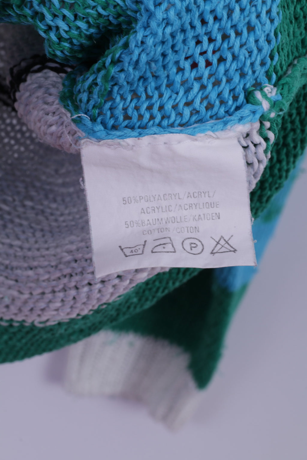 Vintage Womens 40/42 Jumper Beige Art Print Women Cotton Blend Sweater