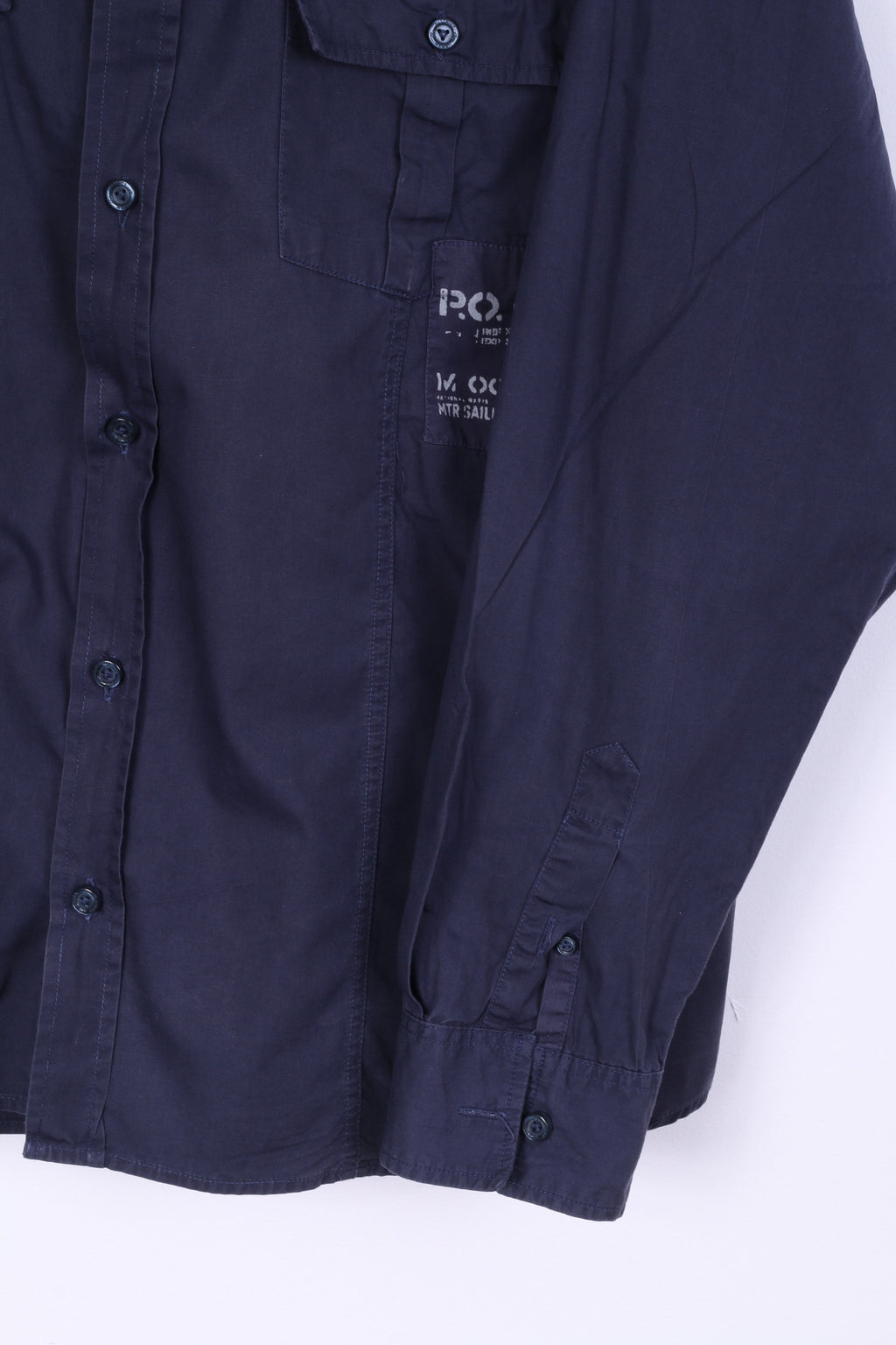 C&A Angelo Litrico Mens XL Casual Shirt Navy Blue Cotton Urban District Detailed Buttons