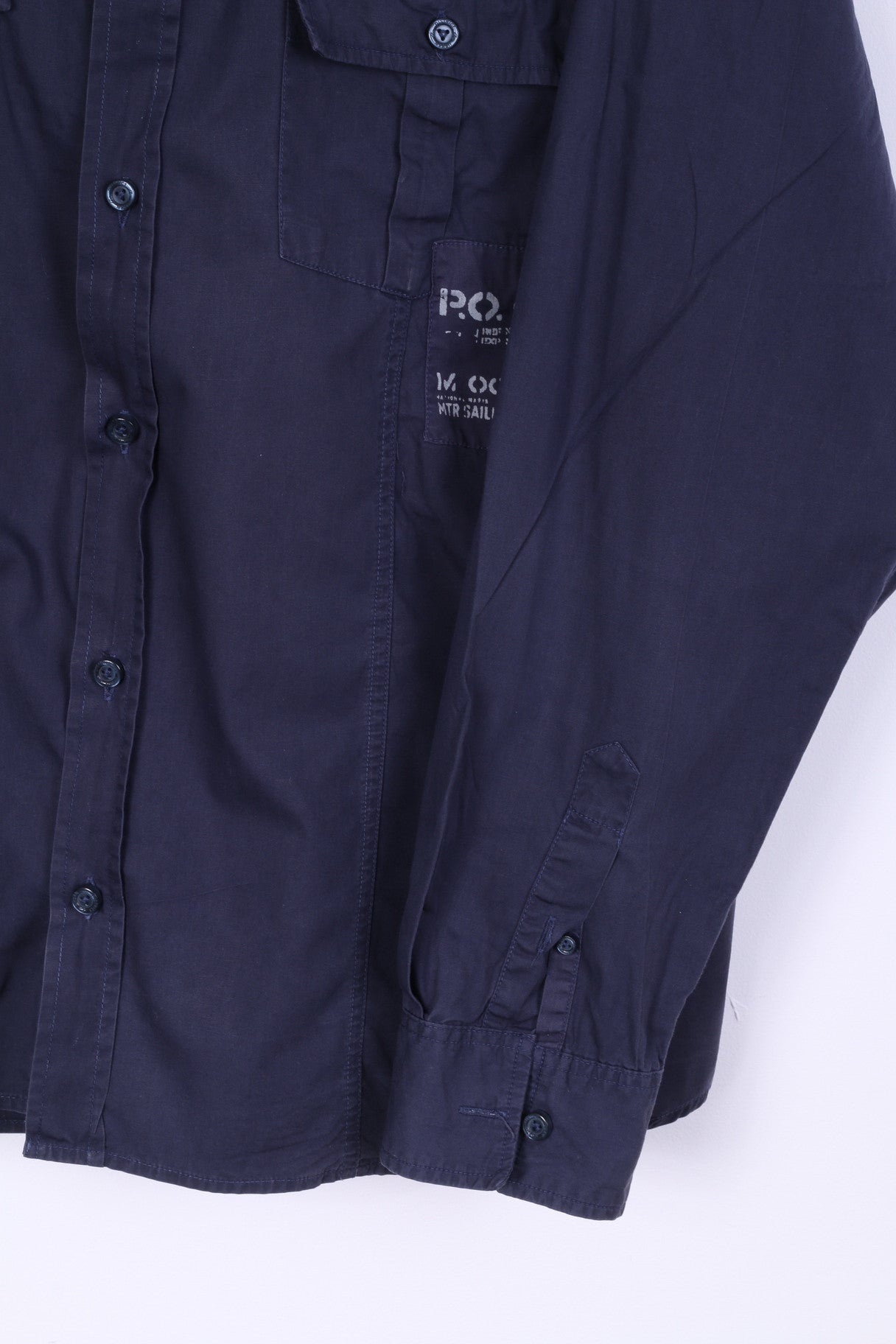 C&A Angelo Litrico Mens XL Casual Shirt Navy Blue Cotton Urban District Detailed Buttons