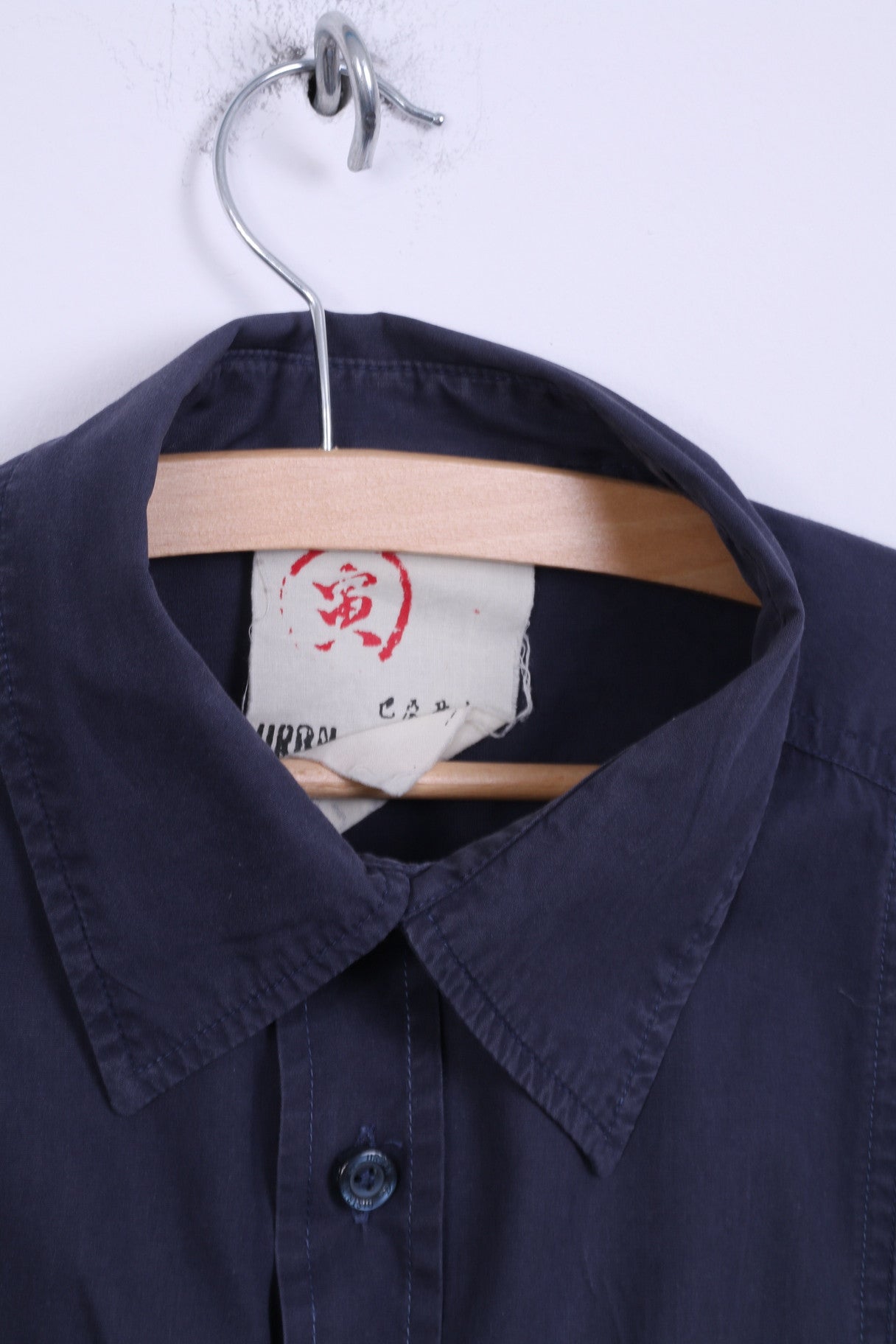 C&A Angelo Litrico Mens XL Casual Shirt Navy Blue Cotton Urban District Detailed Buttons