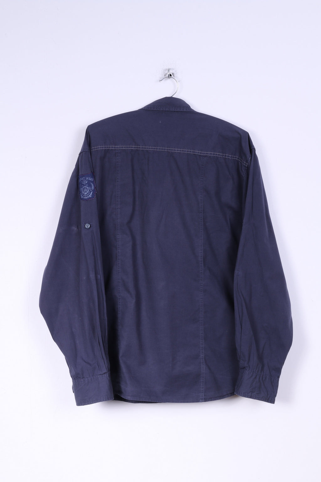 C&A Angelo Litrico Mens XL Casual Shirt Navy Blue Cotton Urban District Detailed Buttons