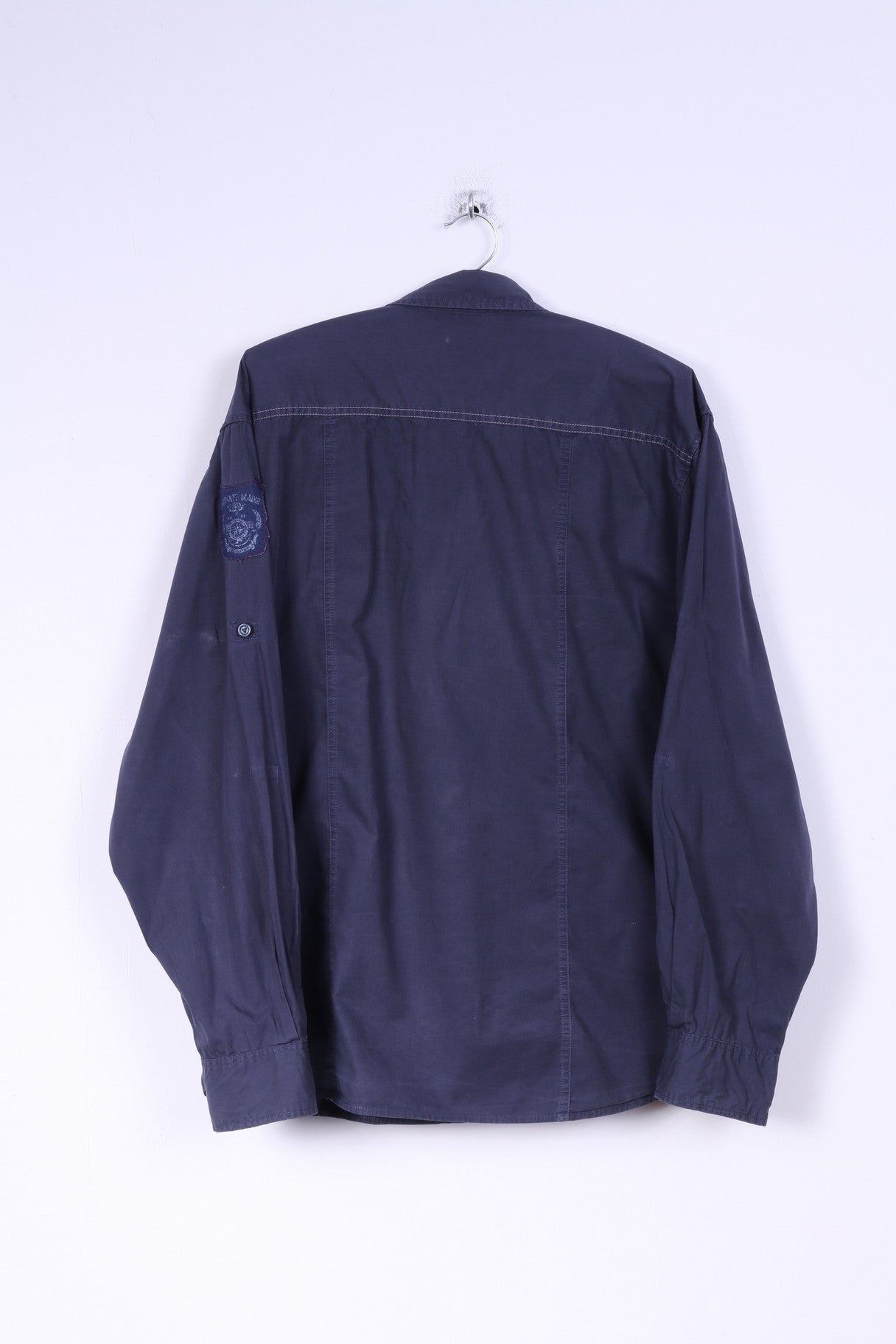 C&A Angelo Litrico Mens XL Casual Shirt Navy Blue Cotton Urban District Detailed Buttons