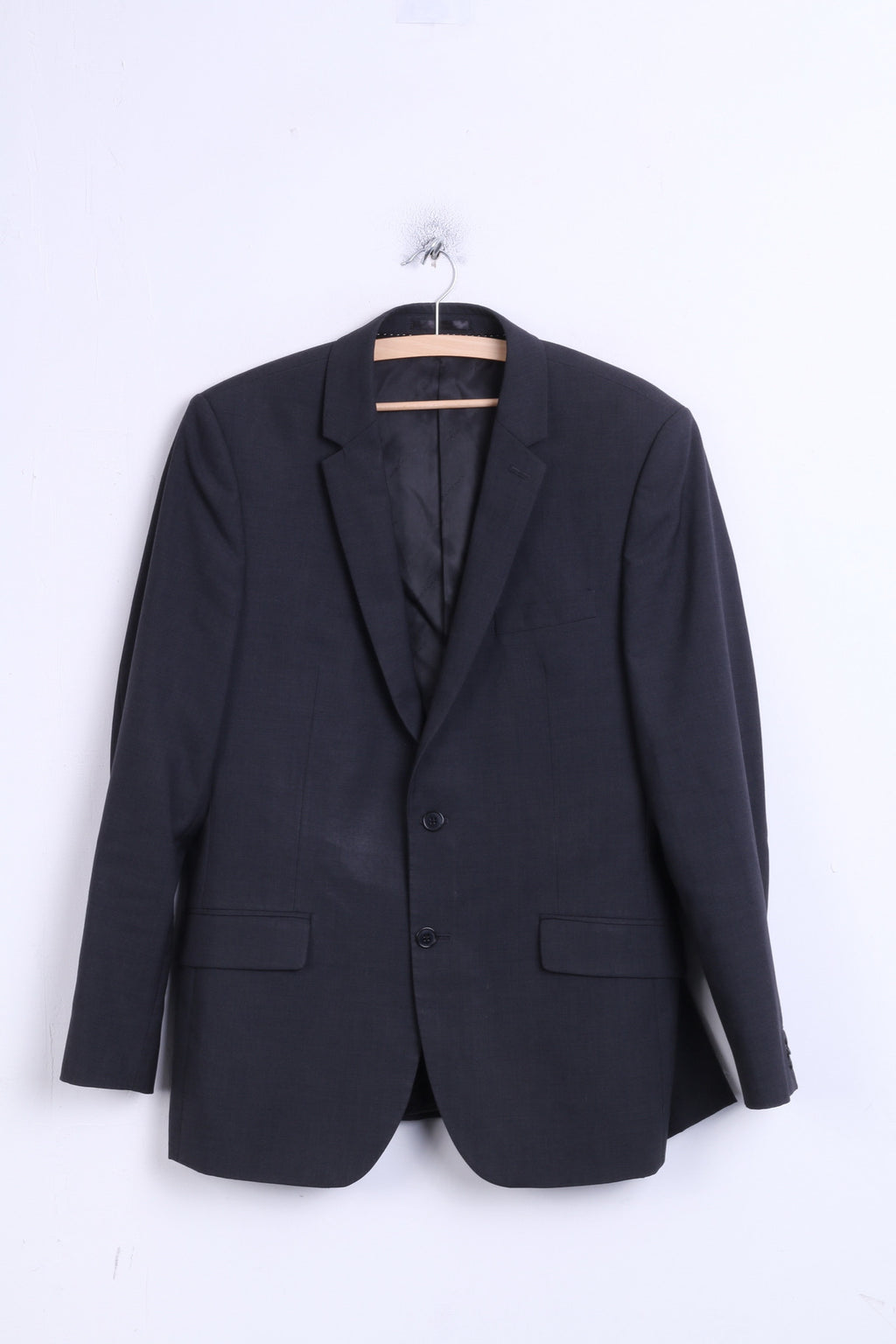 Kennent Cole Mens 42 L Blazer Jacket Grey Single Breasted Wool