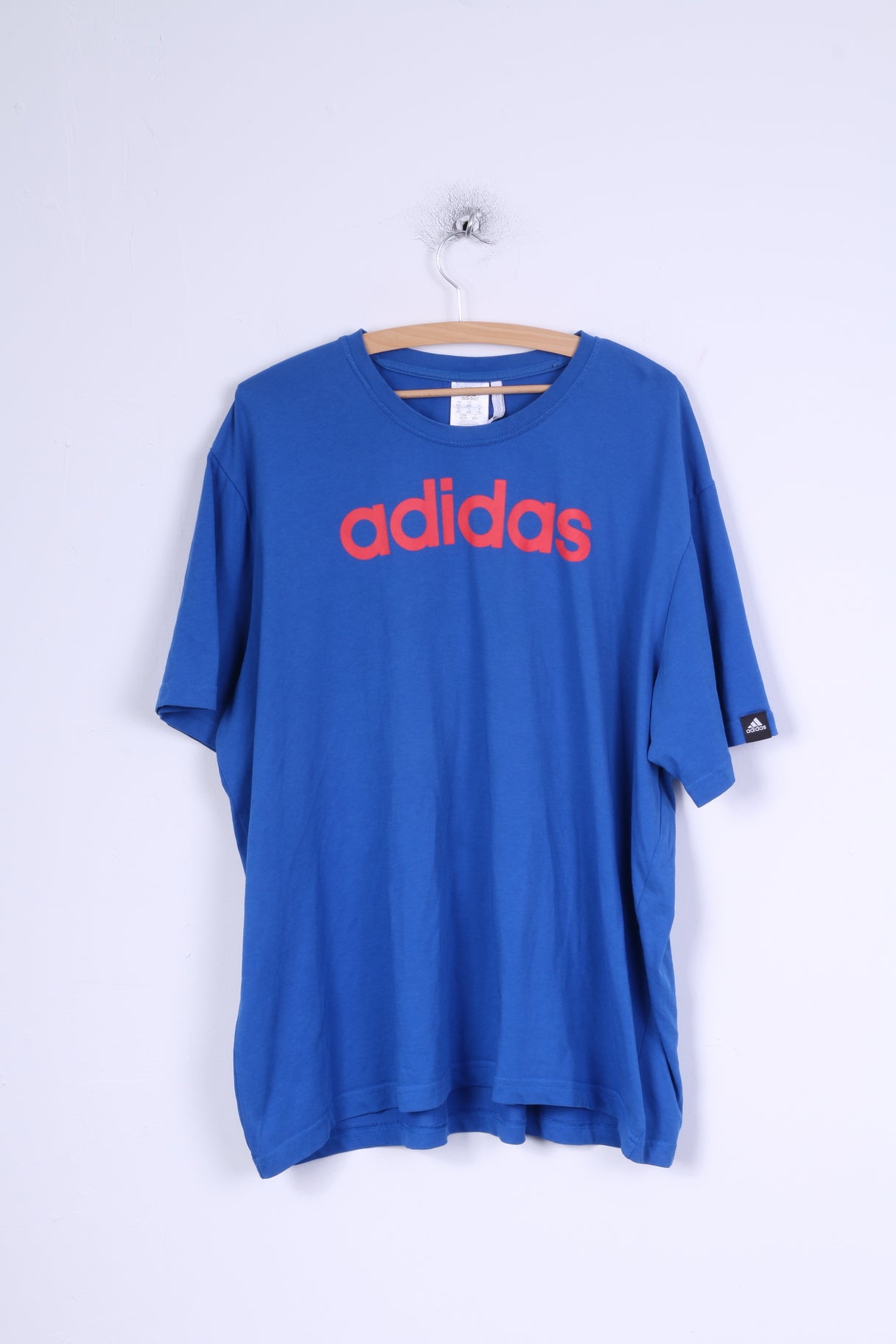 Adidas Mens 2XL T- Shirt Blue Cotton Crew Neck Jersey Shirt Top