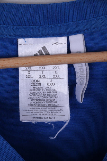 Adidas T-shirt à col rond en coton bleu 2XL pour homme