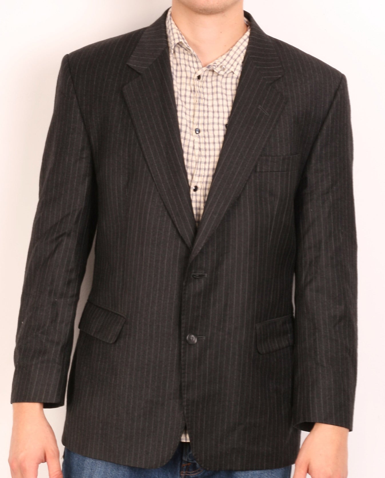 Daks Jermyn Street Mens 42 S Blazer Jacket Wool Striped Black