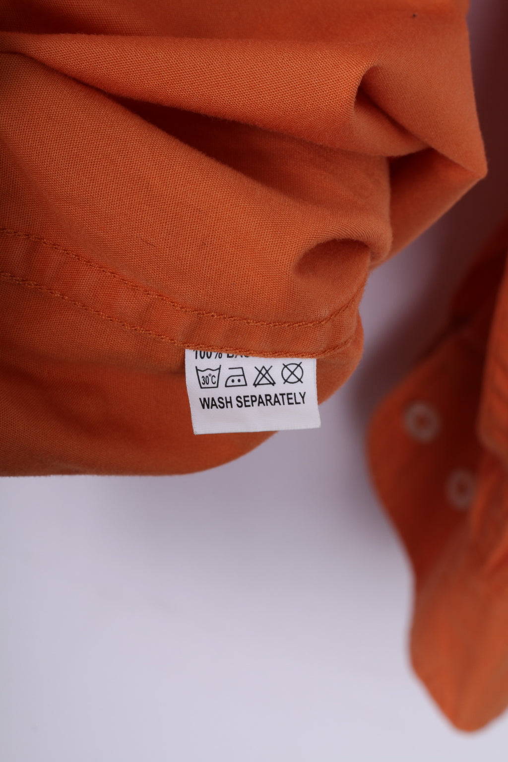 Marc Montino Chemise décontractée XL pour homme en coton orange à manches longues et col boutonné