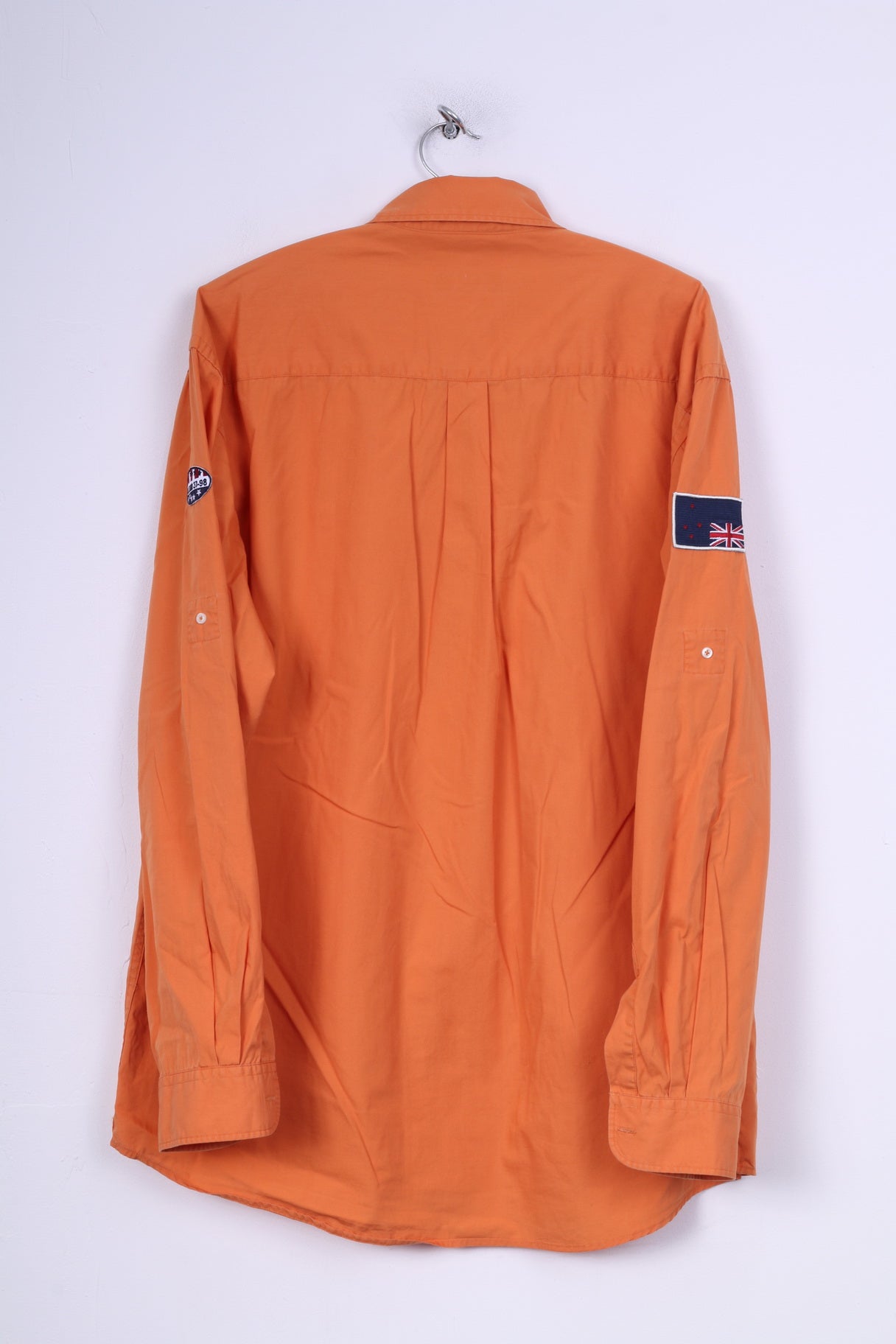 Marc Montino Chemise décontractée XL pour homme en coton orange à manches longues et col boutonné