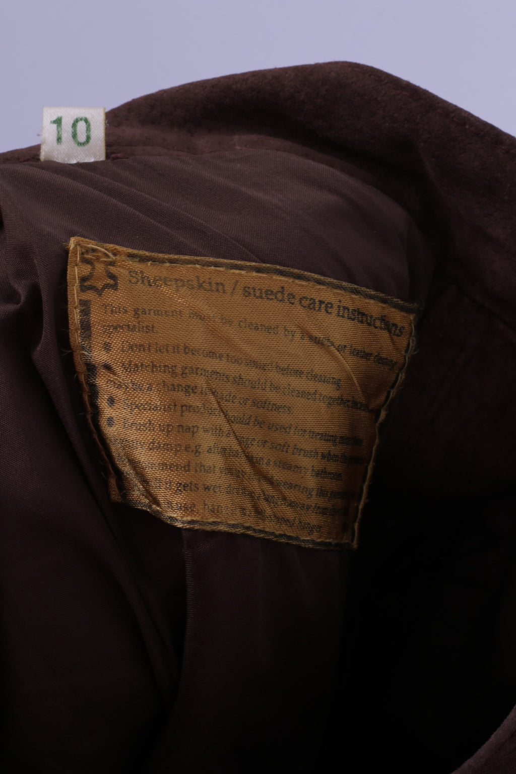 Style File Pantaloni da donna 10 S Pantaloni a vita alta retrò in pelle scamosciata marrone al 100%.