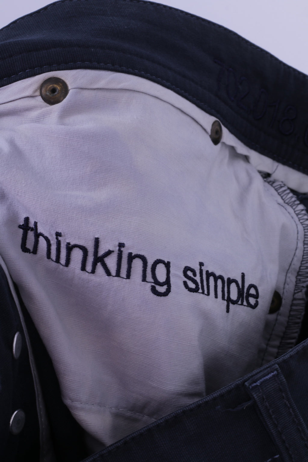 Thinple Mens 36 Trousers Navy Cotton Lycra Blend Classic Straight Leg Pants