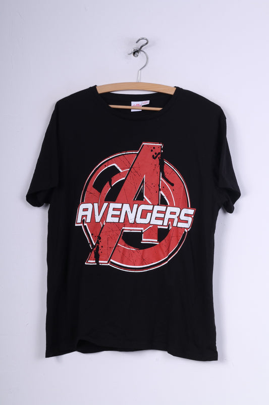 T-shirt Primark Marvel Avengers da uomo L (S) con stampa grafica, parte superiore nera in cotone 