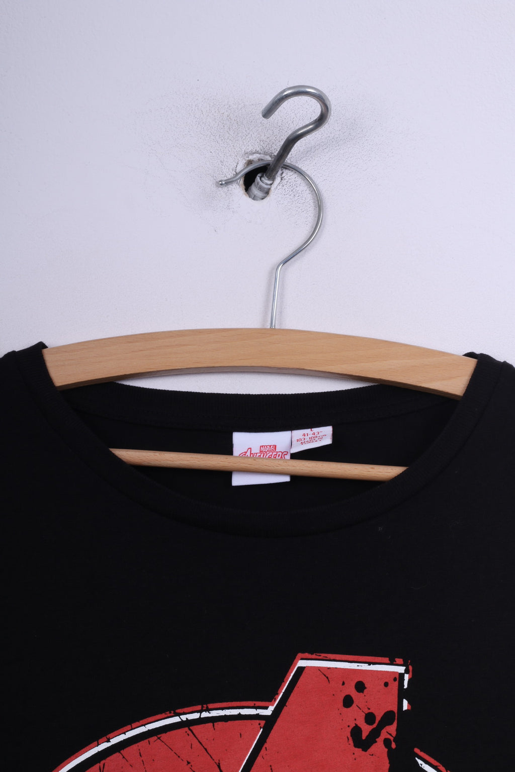 Primark Marvel Avengers T-Shirt Homme L (S) Imprimé Graphique Noir Top Coton 