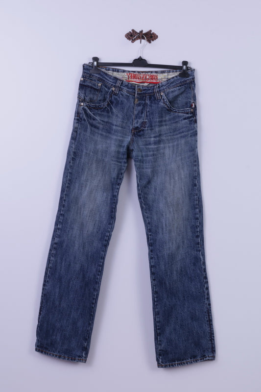 Pantaloni jeans da uomo W34 L34 Timezone Pantaloni a gamba dritta Willis stile cotone blu