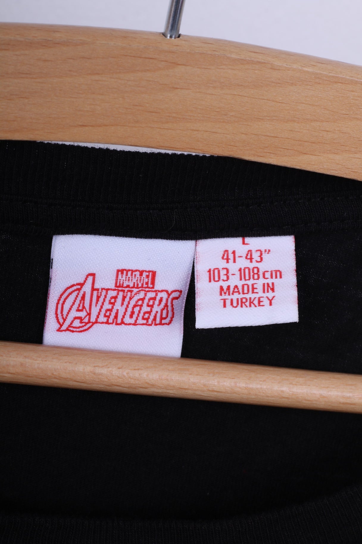 Primark Marvel Avengers Mens L (S) T-Shirt Graphic Print Black Top Cotton