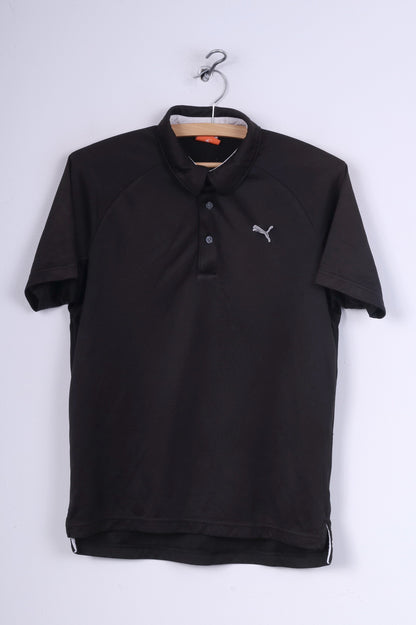 Puma Mens XS Polo Shirt Black Sportswear Detailed Buttons Top
