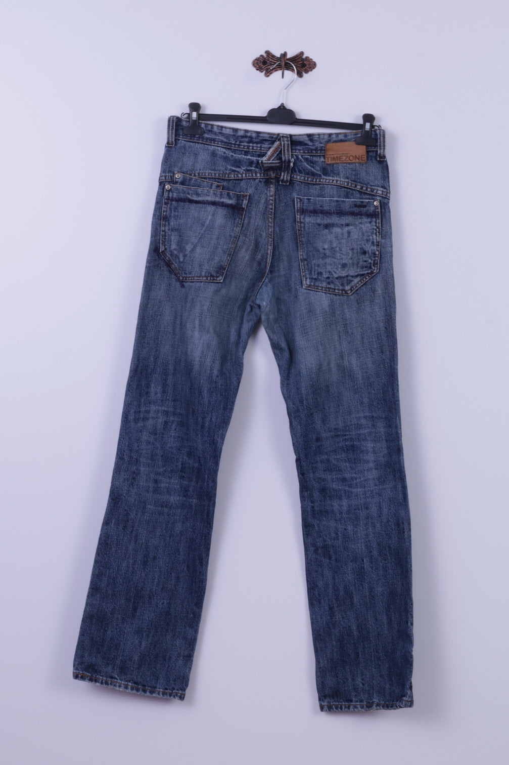 Pantaloni jeans da uomo W34 L34 Timezone Pantaloni a gamba dritta Willis stile cotone blu