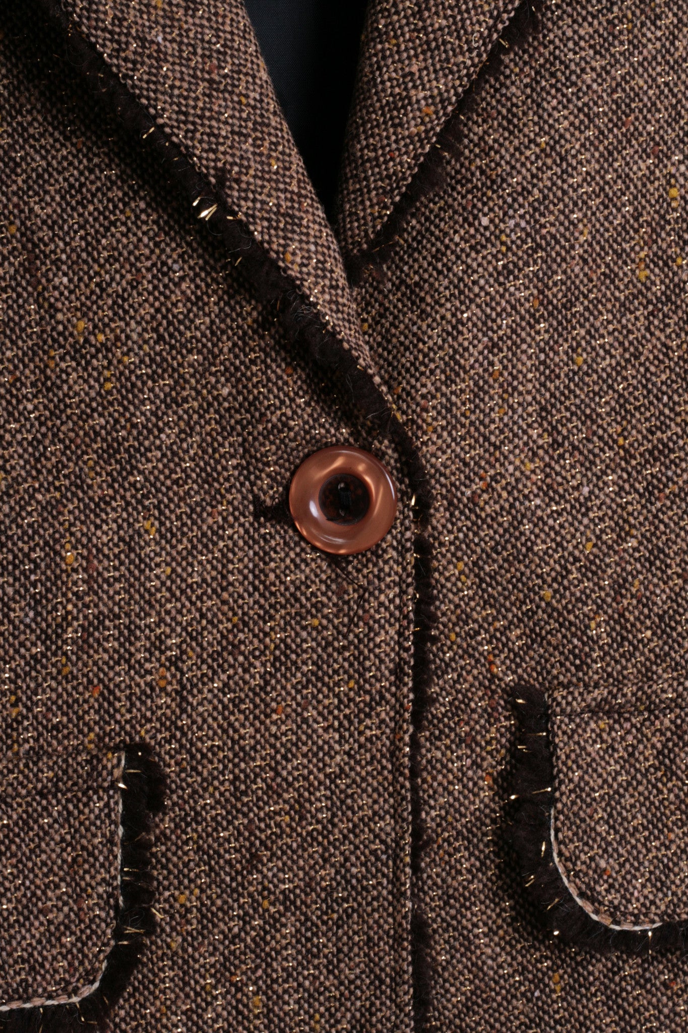 Holly Collection Paris Womens S/M Blazer Shiny Ribbon Brown Top Suit Petite - RetrospectClothes