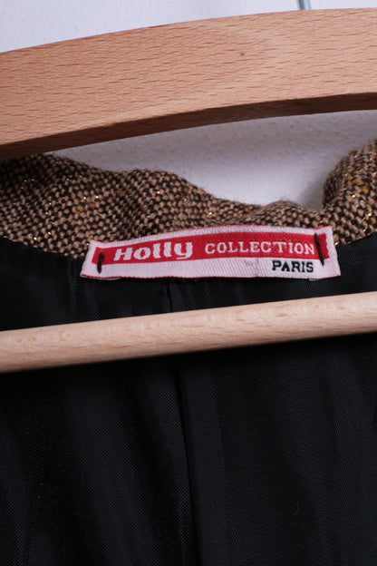 Holly Collection Paris Womens S/M Blazer Shiny Ribbon Brown Top Suit Petite - RetrospectClothes