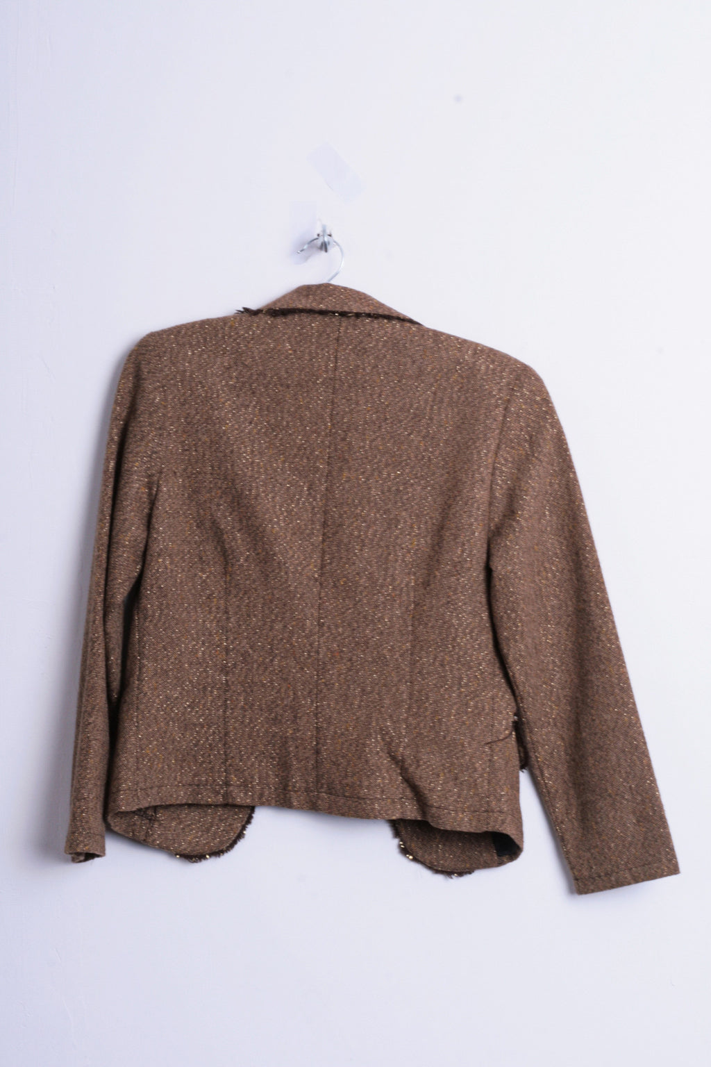 Holly Collection Paris Womens S/M Blazer Shiny Ribbon Brown Top Suit Petite - RetrospectClothes